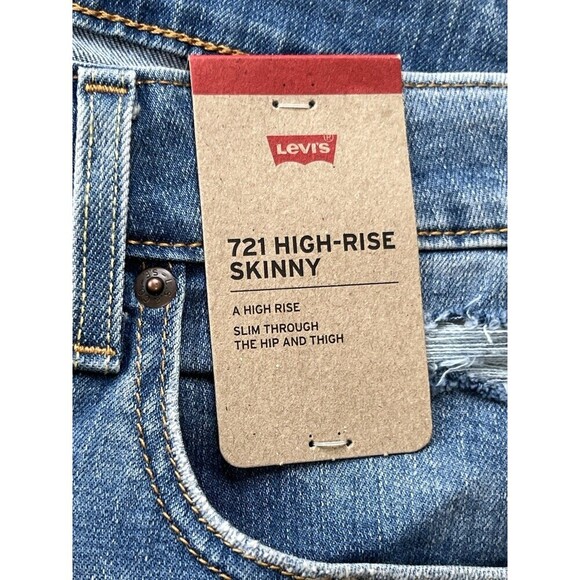 Levi's Women's 721 High Rise Skinny Leg Factory Distressed Stretch Jeans 33 x 30 - Picture 6 of 15